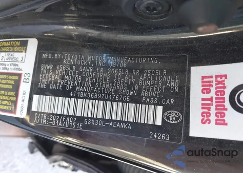 2007 Toyota Avalon Xl/Xls/Touring/Limited from USA, damaged, VIN 4T1BK36B97U176766